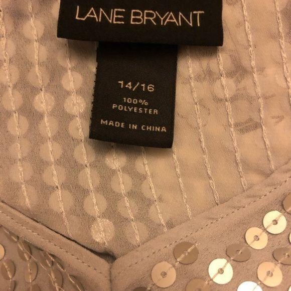 Lane Bryant Sequin Silver Short Sleeve Top 14/16 - Picture 5 of 12